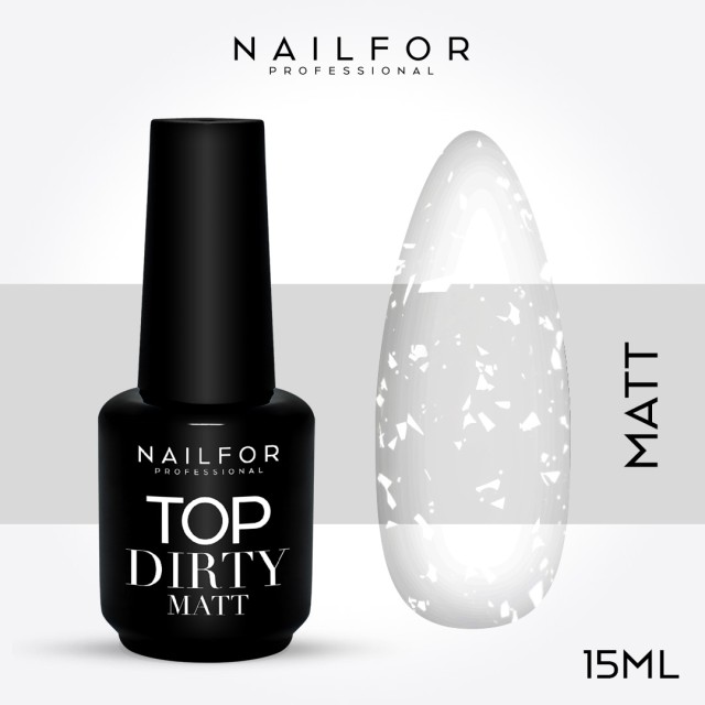 Gel per unghie ricostruzione TOP DIRTY BIANCO MATT opaco senza dispersione - 15ml Nailfor 12,99 €