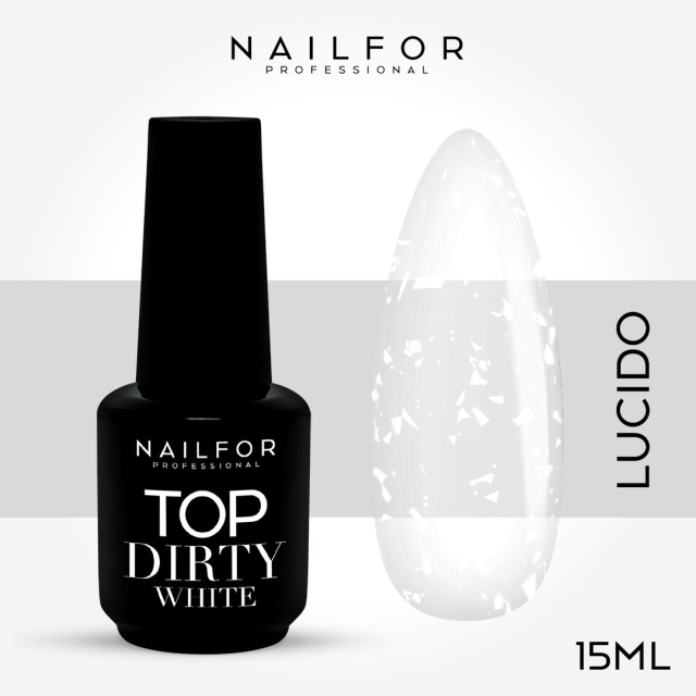 Gel per unghie ricostruzione TOP DIRTY WHITE SHINY lucido senza dispersione - 15ml Nailfor 12,99 €