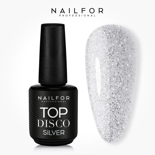 Gel de reconstruction d'ongles brillant non dispersant Top Disco Silver - 15 ml Nailfor 11,99 €