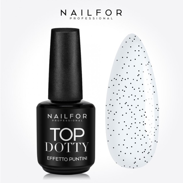 Gel per unghie ricostruzione TOP DOTTY BLACK puntini neri lucido senza dispersione - 15ml Nailfor 12,99 €