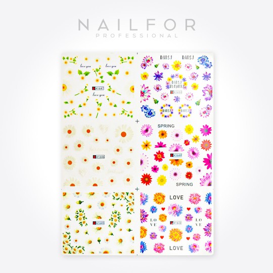 Decoración nail art , reconstrucción de uñas, Water decals tattoo TATUAJES DE FLORES - ST544 Nailfor 2,99 €