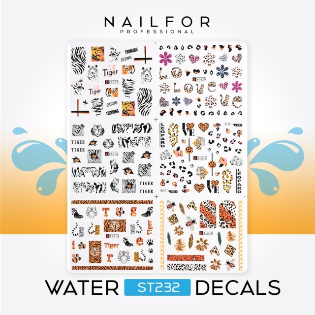 decorazione nail art ricostruzione unghie WATER DECALS TIGER ST232 Nailfor 2,99 €