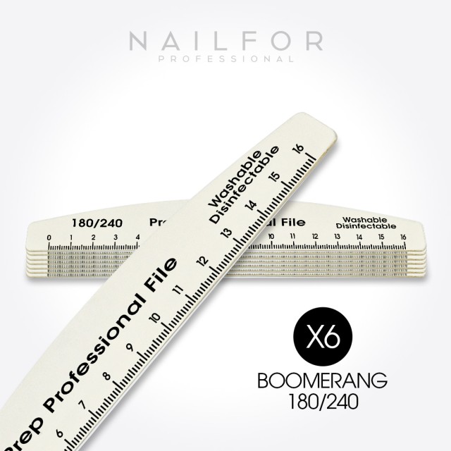Accessoires pour ongles, nails nail art haute qualité x6 LIME MILLIMÉTRIQUE PROFESSIONNELLE Boomerang - 180/240 Nailfor 2,99 € N