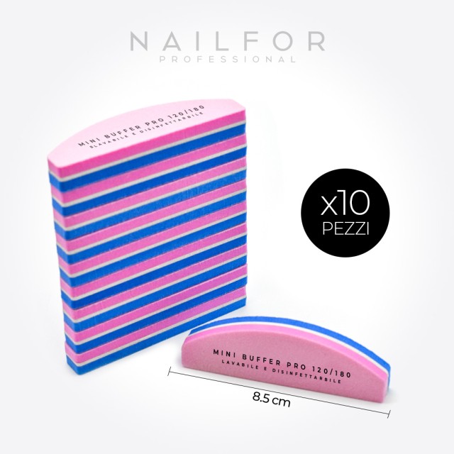 accessori per unghie, nails nail art alta qualità 10x MINI BUFFER BILATERALE BOOMERANG 120/180 ROSA/AZZURRO Nailfor 4,99 € Na...