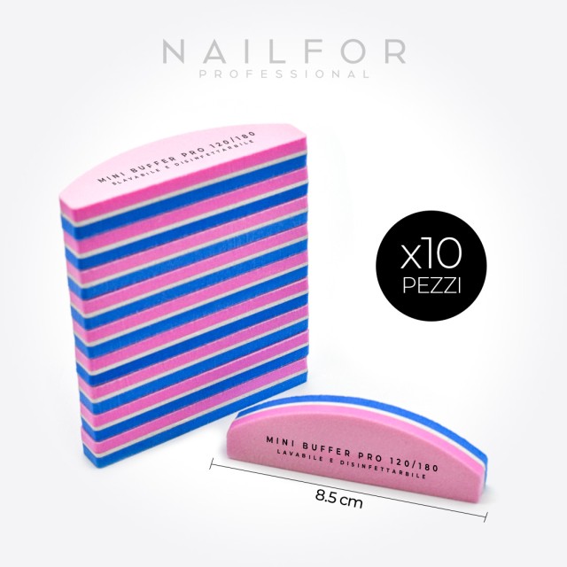 accessoires pour ongles, nails nail art haute qualité 10x Mini Buffer BILATÉRAL Boomerang 120/180 ROSE/BLEU CLAIR Nailfor €4.99 