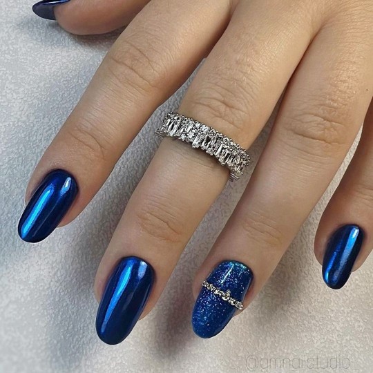 Décoration nail art reconstruction Powder Solid Chrome Compact BLEU GT007 Nailfor €6.49 2