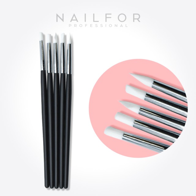 nail accessories, nails nail art high quality SET 5 White Silicone Brushes Nailfor €5.99 Nailfor