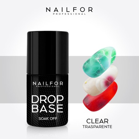 Vernis à ongles semi-permanent couleur : Drop base gel Clear SEMIPERMANENT TRANSPARENT - 10,8ML Nailfor €9.99