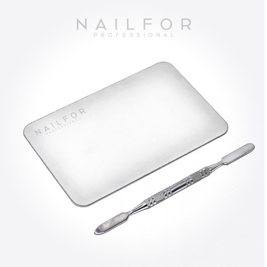 nail accessories, nails nail art high quality Inox Steel Nail art Palette + Mixing Spatula Nailfor €6.99 Na...