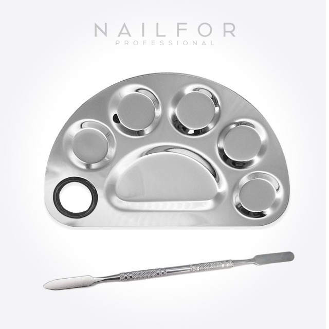 accessori per unghie, nails nail art alta qualità TAVOLOZZA "zampa di gatto" INOX CON PALETTA Nailfor 7,99 € Nailfor