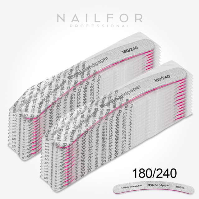Accessoires pour nails , nail art haute qualité 24x LIME LAVABLE COURBE Royal - 180/240 Nailfor 16,99 € Nailfor