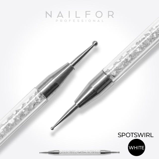 accessori per unghie, nails nail art alta qualità Applicatore Spotswirl DOTTING TOOL - DOPPIA PUNTA - bianco 2mm/1mm Nailfor ...