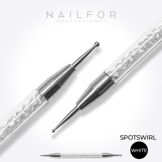 Accesorios para uñas, nails nail art de alta calidad Aplicador Spotswirl Dotting Tool - DOBLE PUNTA - blanco 2mm/1mm Nailfor ...
