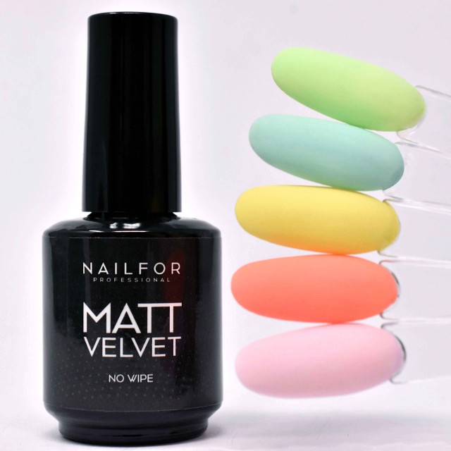 Gel per unghie ricostruzione MATT VELVET Top Coat Opaco Soft Touch 15ml Nailfor 11,99 €