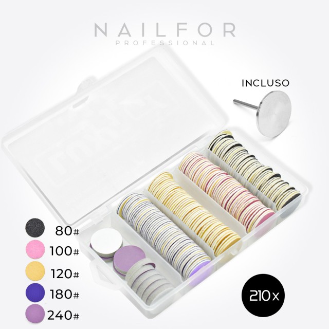 accessori per unghie, nails nail art alta qualità PODODISC DISCHI ABRASIVI LUXUNY GRANA MISTA - 210pz PREMIUM - PUNTA INCLUSA...