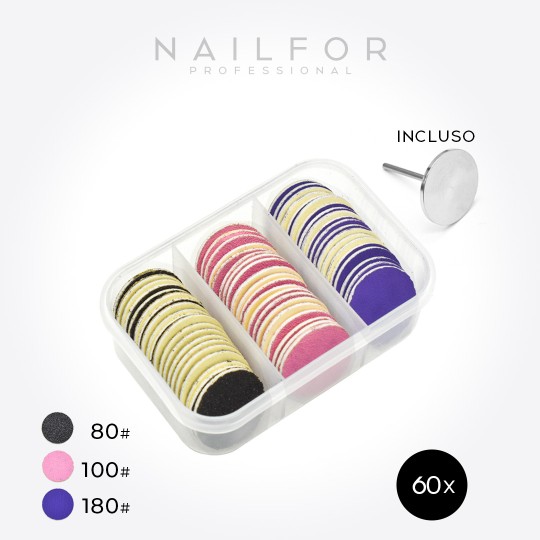 Accesorios para uñas, nails de alta calidad nail art PODODISC Luxuny DE LIJADO DE LUJO GRANO MIXTO - 60 piezas Premium - PUNTA I