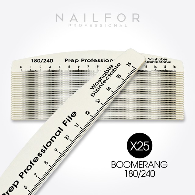 Accessoires pour ongles, nails nail art haute qualité x25 LIME MILLIMÉTRIQUE PROFESSIONNELLE Boomerang - 180/240 Nailfor 9,99 € 