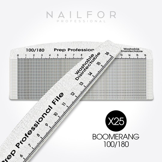 nail accessories, nails nail art high quality x25 PROFESSIONAL Boomerang MILLIMETRIC FILE - 100/180 Nailfor €9.99 Nailfor