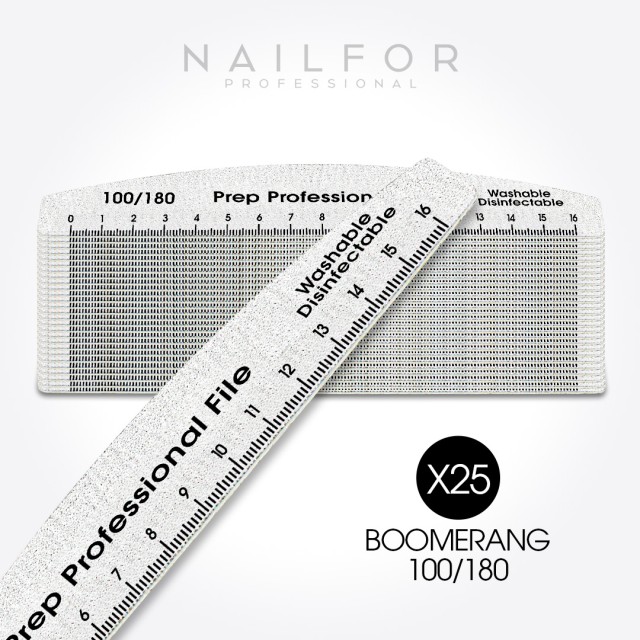 Accessoires pour nails , nail art haute qualité x25 LIME MILLIMÉTRIQUE PROFESSIONNELLE Boomerang - 100/180 Nailfor 9,99 € Nailfo