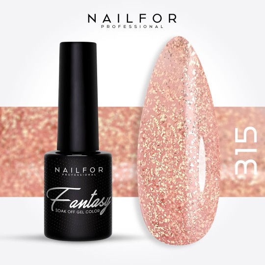 Esmalte de uñas semipermanente color: Fantasy Esmalte Gel semipermanente - 315 gold rose glitter Nailfor 6,99 €