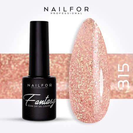 Semi-permanent nail polish color: Fantasy Semi-permanent Gel Polish - 315 rose gold glitter Nailfor €6.99