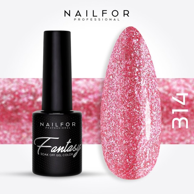 FANTASY Vernis Gel Semi-Permanent-314 paillettes roses