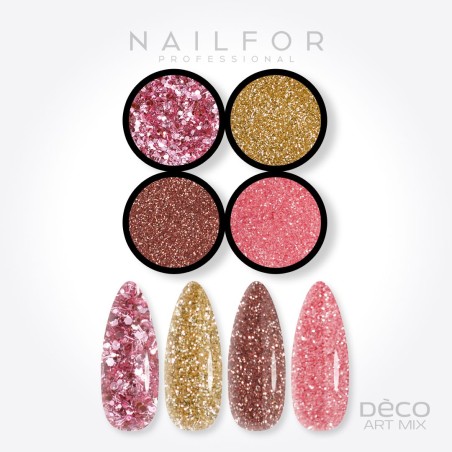 Decoración nail art , reconstrucción de uñas Deco art mix rosa y dorado - 016 Nailfor 6,99 €