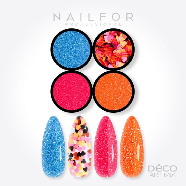 Décoration nail art reconstruction Deco art mix Fluo HEARTS - 017 Nailfor €6.99