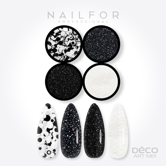 Decoración nail art , reconstrucción de uñas Deco art mix blanco y negro - 019 Nailfor 6,99 €