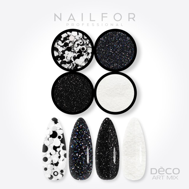 nail art decoration nail reconstruction Deco art mix black and white - 019 Nailfor €6.99