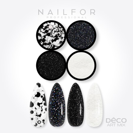 Décoration nail art reconstruction ongle Deco art mix noir et blanc - 019 Nailfor €6.99