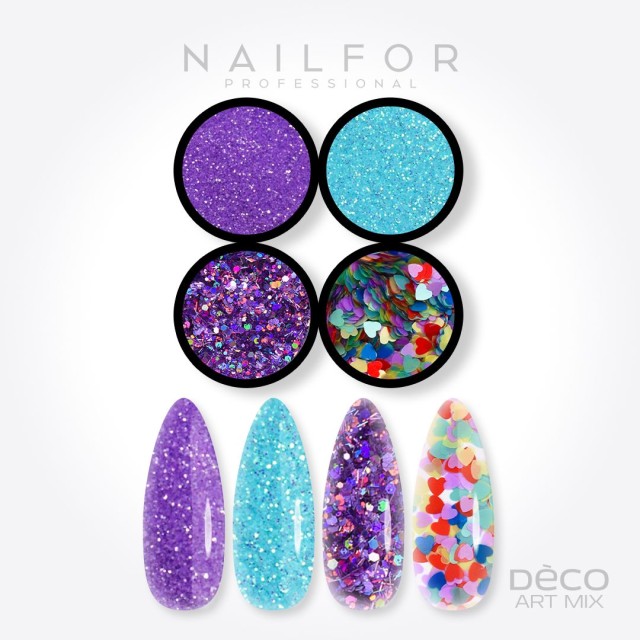 Décoration nail art reconstruction d'ongles Deco art mix cœurs violets - 023 Nailfor €6.99