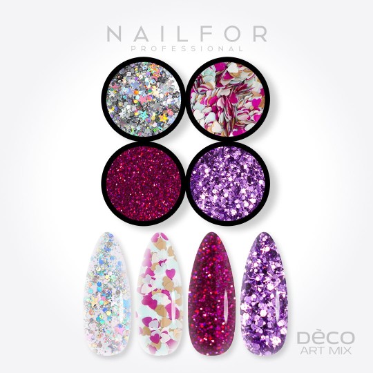 nail art decoration nail reconstruction Deco art mix fuchsia hearts - 025 Nailfor €6.99