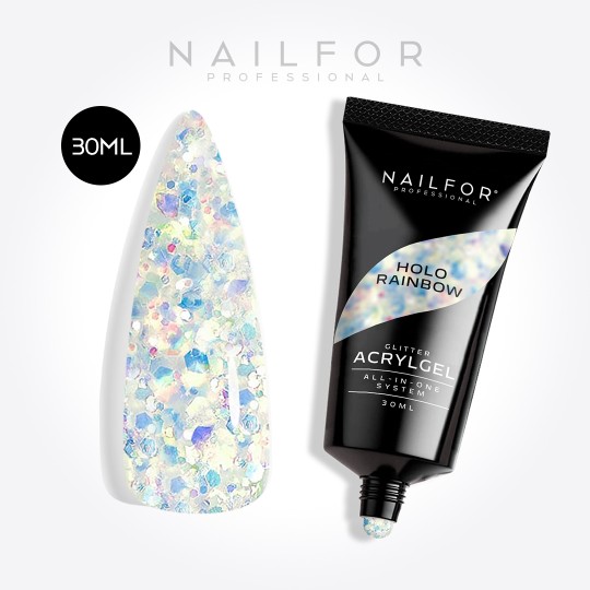 Gel per unghie ricostruzione ACRYLGEL GLITTER HOLO RAINBOW 30ML Nailfor 11,99 €