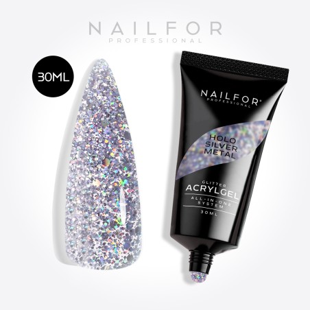 Gel reconstructor de uñas AcrylGel Glitter Silver Metal 30ML Nailfor 11,99 €