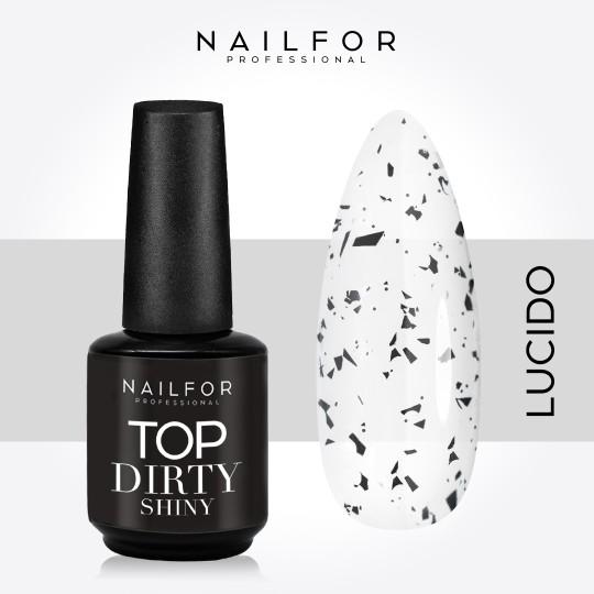 Gel per unghie ricostruzione TOP DIRTY BLACK SHINY lucido senza dispersione - 15ml Nailfor 11,99 €