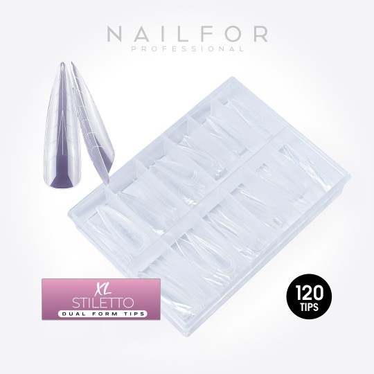 accessoires pour ongles, nails nail art haute qualité Xl STILETTO AcrylGel Dual Tips ( Dual System FORMS) – 120PZ Nailfor €7.99 