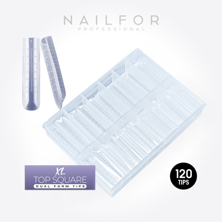 accessoires pour ongles, nails nail art haute qualité Xl Top Square AcrylGel Dual Tips ( Dual System FORMS) – 120PZ Nailfor €7.9