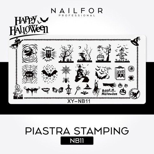 decorazione nail art ricostruzione unghie PIASTRA PER STAMPING HALLOWEEN NB11 Nailfor 4,99 €