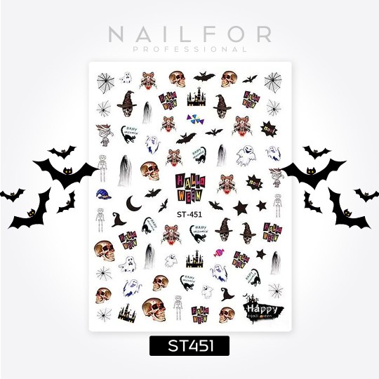 Décoration nail art reconstruction ongulaire Stickers ADHÉSIFS HALLOWEEN - ST451 Nailfor 1,99 €