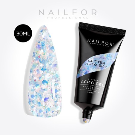 Gel de Uñas Reconstrucción AcrylGel Glitter Holo Sky 30ML Nailfor 10,99€