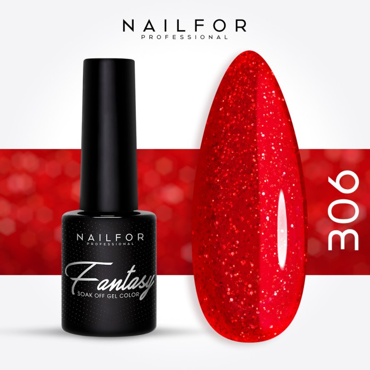 Semipermanente smalto colore per unghie: FANTASY Smalto Gel Semipermanente - 306 Rosso glitter Nailfor 6,99 €