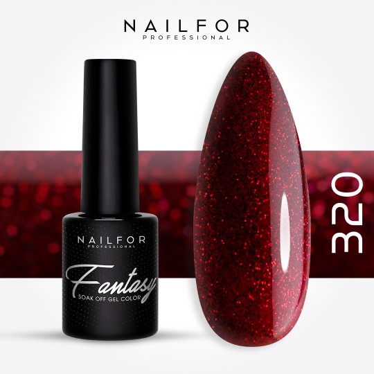 Vernis à ongles semi-permanent couleur : Fantasy Semi-permanent Gel Polish - 320 rouge microglitter Nailfor 6,99 €