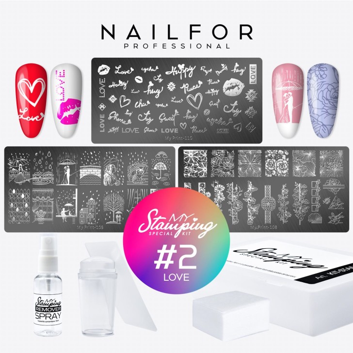 Decoración nail art reconstrucción de uñas KIT COMPLETO My stamping - 02 Love Nailfor 19,99 €