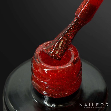 FANTASY Smalto Gel Semipermanente Unghie - 306 Rosso GLITTER