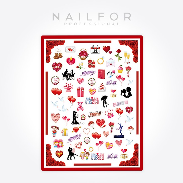 Decoración nail art , reconstrucción de uñas, Stickers SAN VALENTÍN - ST402 Nailfor 1,99 €
