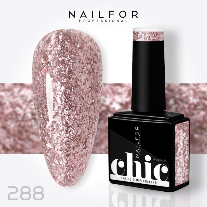 Esmalte de uñas semipermanente color: Chic ESMALTE DE UÑAS SEMIPERMANENTE - 288 Gold Rose Oscuro Glitter Nailfor 7,99 €