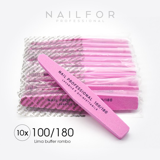 accessori per unghie, nails nail art alta qualità 10x LIMA ROSA BUFFER BILATERALE ROMBO 100/180 - SINGLE PACKED Nailfor 8,99 ...