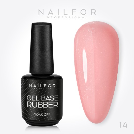 Vernis à ongles semi-permanent couleur : Pink Glitter 14 - Base semi-permanente Rubber Nailfor Gel 11,99 €