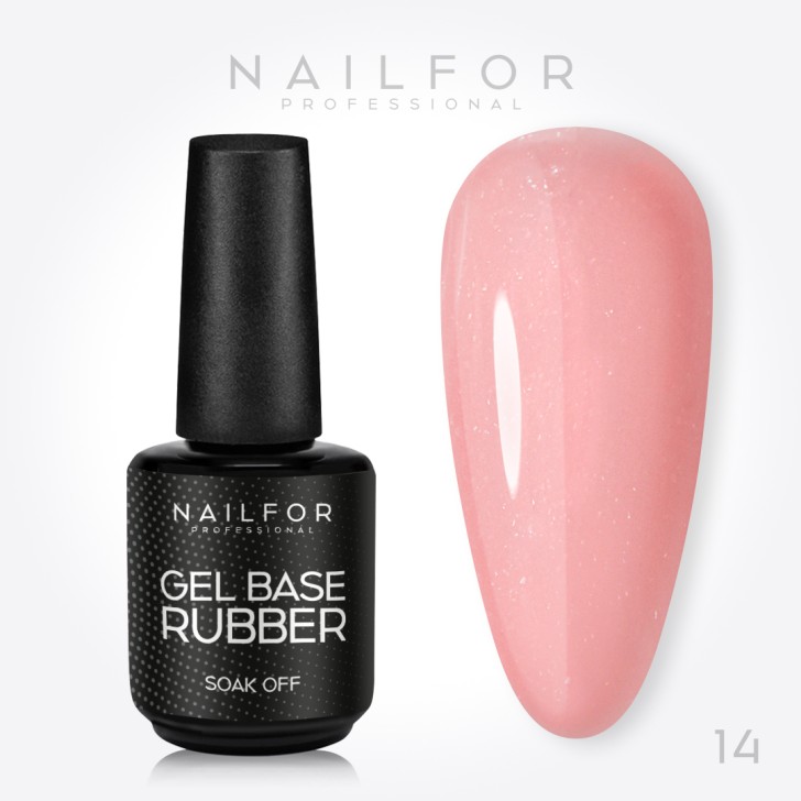 Pink Glitter 14 - SEMI-PERMANENT gel base Rubber